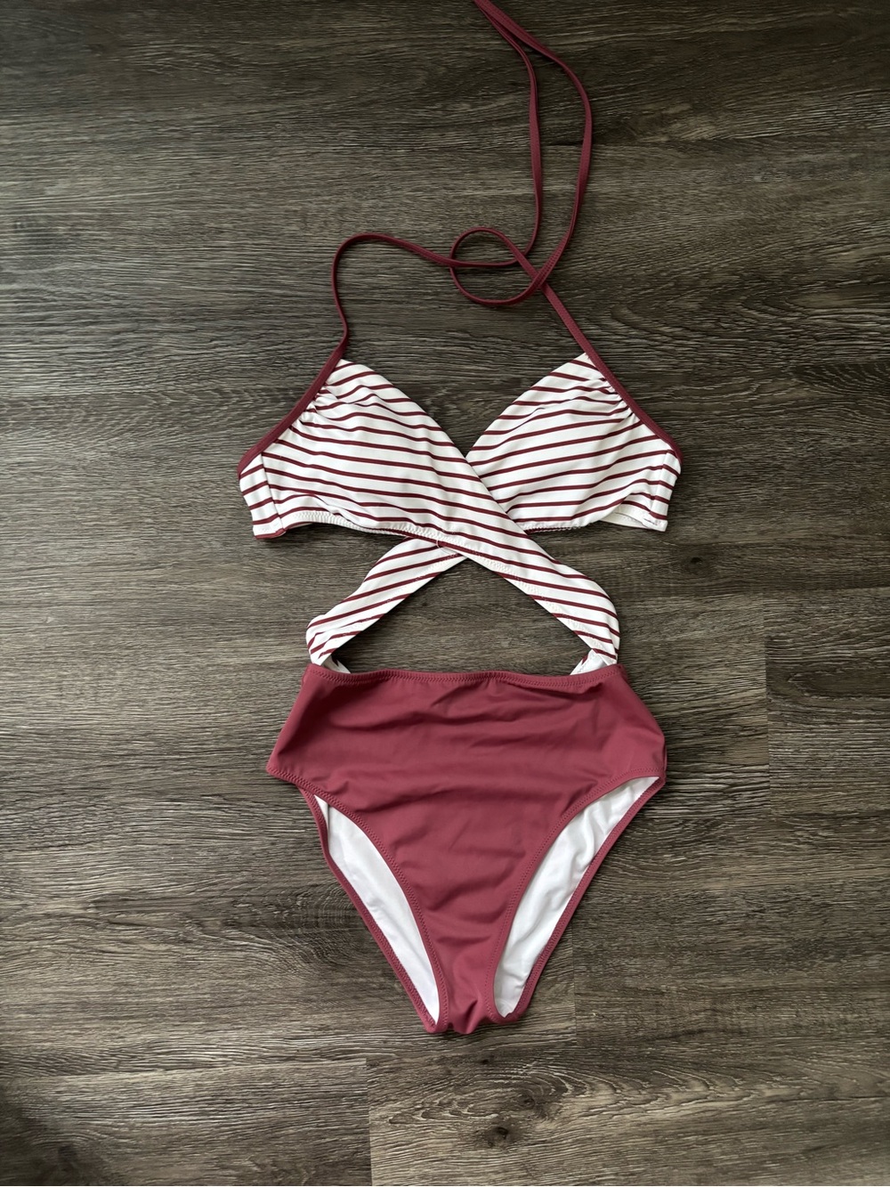 Striped Pink & Dusty Rose One-Piece Swimsuit women